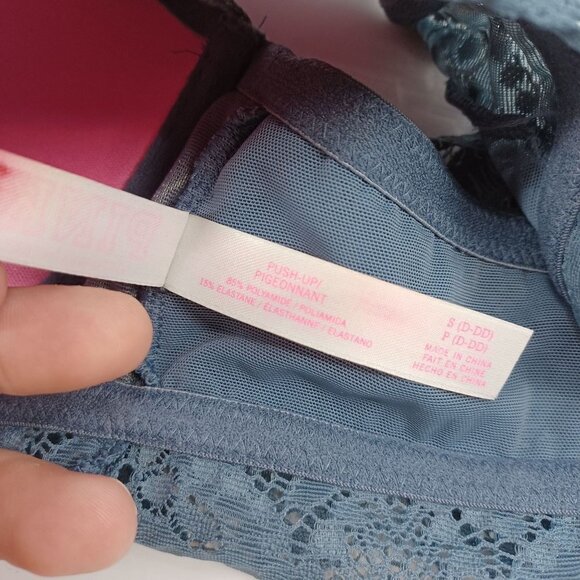 Pink VS Blue Gray Lace Halter Bralette Bra Women's S D-DD Scalloped Boho Hippie - Picture 8 of 9